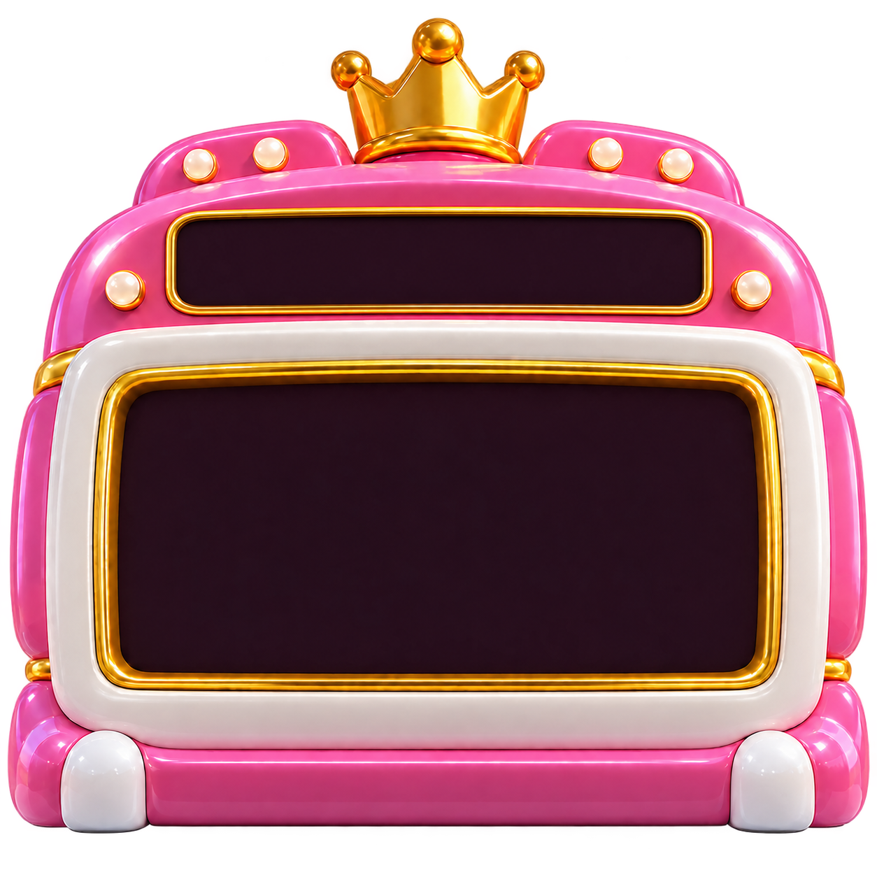 Glossy pink SolSlot machine with a golden crown and a gold-framed jackpot display